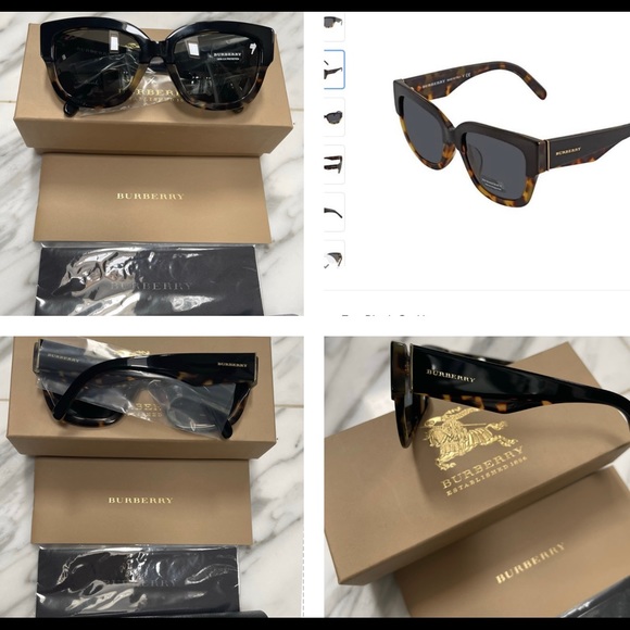 BURBERRY CLASSIC SQUARE SHAPE WITH A BLACK ON TOP OF HAVANA SUNGLASSES - Picture 4 of 16